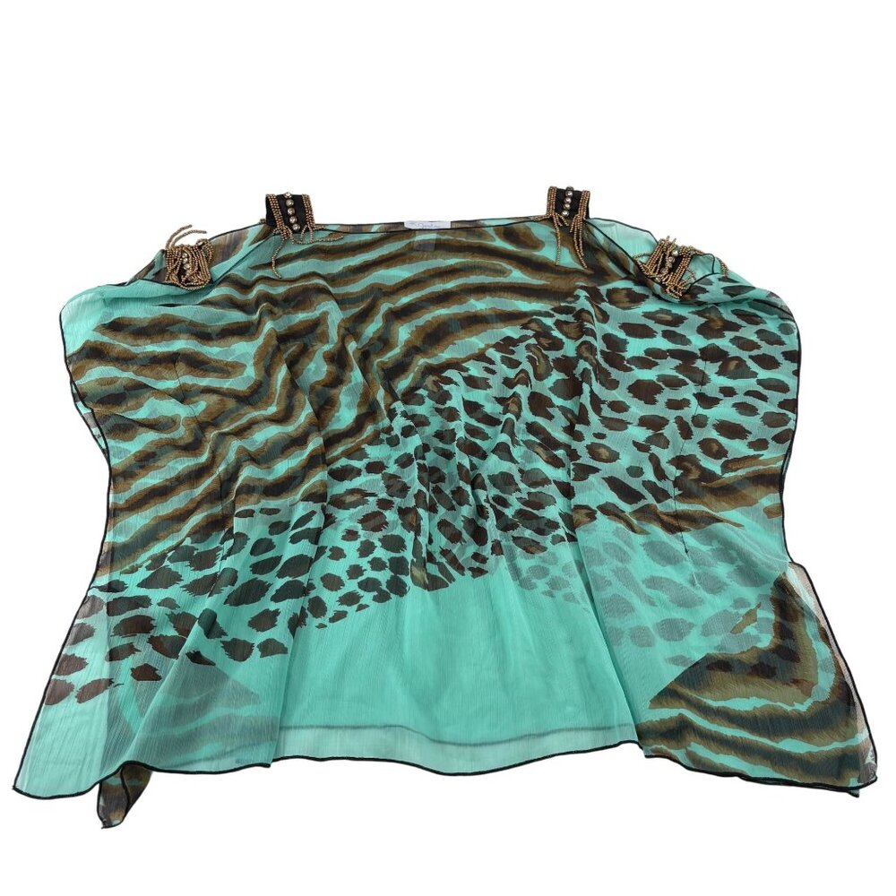 K. Jordan Animal Print XL Blouse Flowy Kaftan Pullover semi sheer